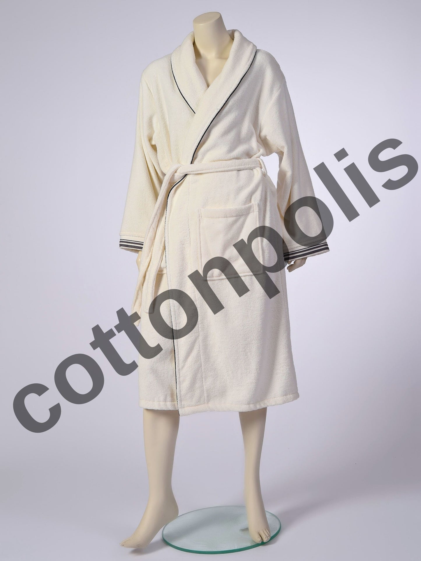 Wholesale Terry Cloth Robes Velvet Solid Color, Luxury Shawl Collar Bathrobes by Cottonpolis