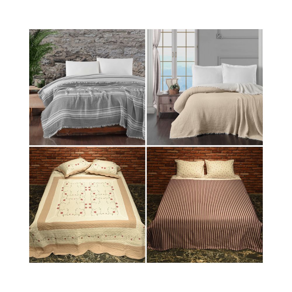 Enhance your bedding collection with Cottonpolis' wholesale bedspreads. As a leading Turkish textile manufacturer, we offer a diverse range of high-quality bedspreads in various styles, colors, and fabrics like Turkish cotton and linen. Our bedspreads are perfect for adding a touch of elegance and comfort to any bedroom.