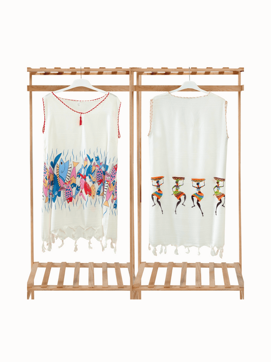 Wholesale Printed Bamboo Muslin Beach Dress and Pareo with Lace Wide Range of Patterns Available by Cottonpolis