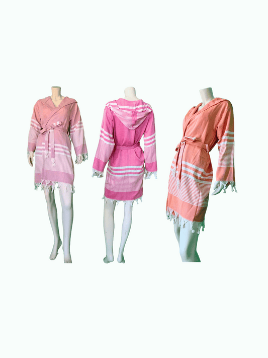 Wholesale Traditional Turkish Robe Peshtemal with Hooded 100% Cotton Beachwear by Cottonopolis