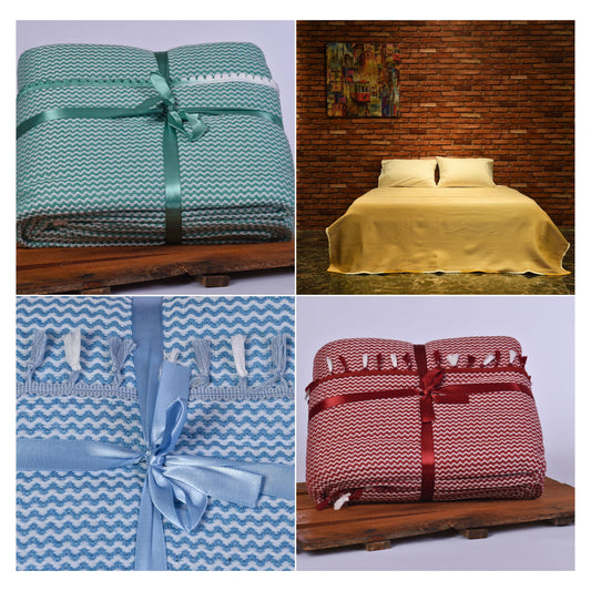 Wholesale Turkish Blankets Zigzag with Pompom Bedspreads 100% Cotton by Cottonpolis