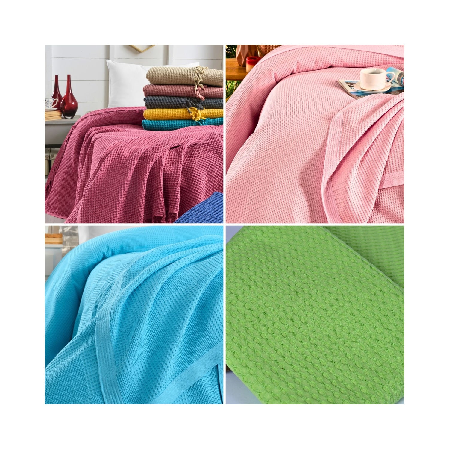 Enhance your bedding collection with the luxurious texture and comfort of Cottonpolis' wholesale waffle blankets and bedspreads. Crafted from premium Turkish cotton, our waffle weave textiles offer a unique blend of softness, breathability, and style. Perfect for hotels, spas, and retailers seeking to provide their customers with a touch of elegance and warmth.