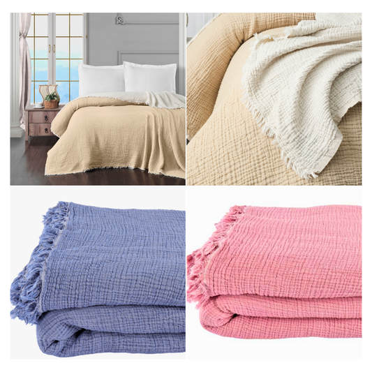 Wholesale Muslin Blankets for Bed Double-Sided 100% Turkish Cotton Gauze Throw Blankets by Cottonpolis
