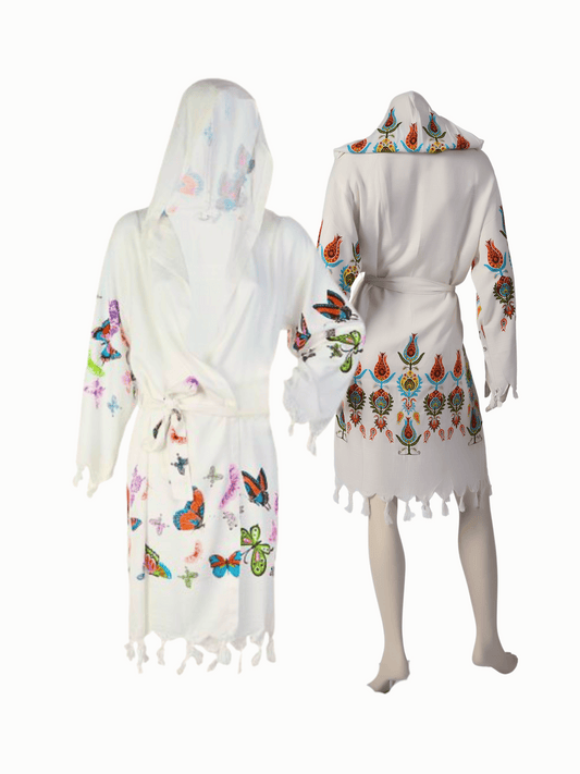 Wholesale Printed Bamboo Muslin Robe and Beach Dress with Hooded Wide Range of Patterns Available by Cottonpolis