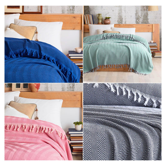 Wholesale Turkish Blankets Herringbone Bedspreads 100% Cotton by Cottonpolis
