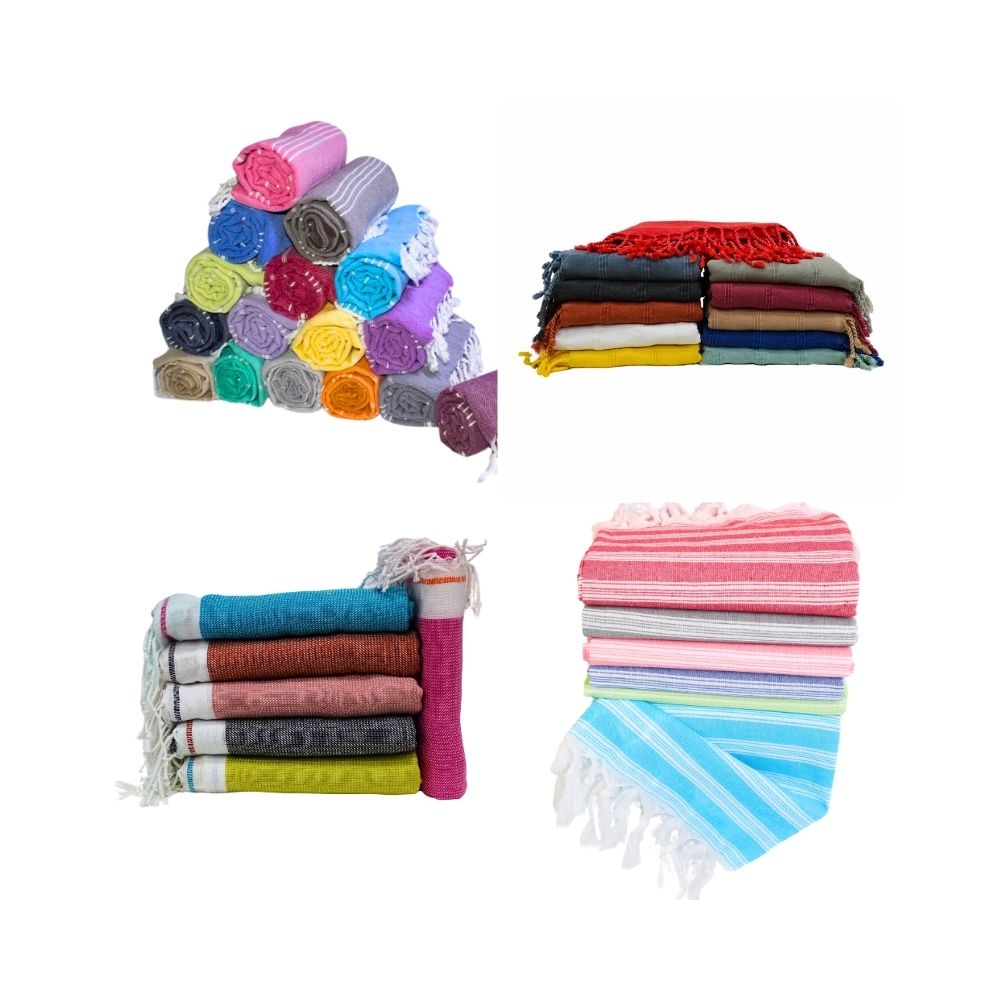 Stock up on premium Turkish beach towels with Cottonpolis' bulk purchasing options. We offer a wide variety of vibrant and absorbent towels crafted from 100% Turkish cotton, perfect for retailers, hotels, and beach clubs. Our bulk Turkish beach towels are known for their softness, durability, and quick-drying properties, ensuring customer satisfaction and repeat business.