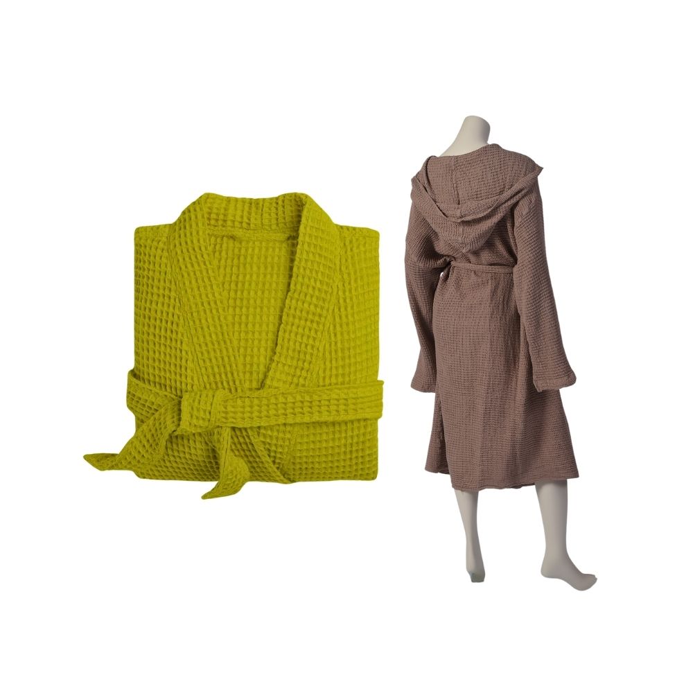 Enhance your bath linen collection with the comfort and style of Cottonpolis' Wholesale Waffle Robe & Bathrobes. Made from absorbent and quick-drying Turkish cotton with a unique waffle weave, our bathrobes offer a luxurious spa-like experience. Perfect for hotels, spas, and retailers seeking to provide their customers with a touch of elegance and relaxation.