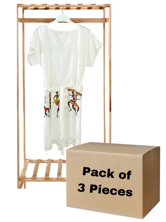 Bulk Beachwear Printed Women Carrying Tray Pattern Pack of 3 Bamboo & Cotton Pareo by Cottonpolis-1