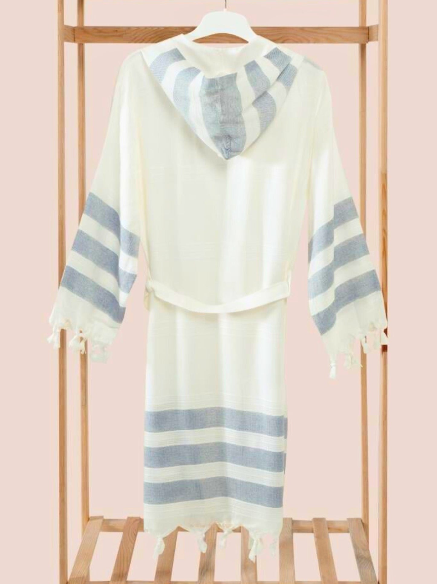 Bulk Gray Striped Muslin Robe with Hooded Pack of 3 Bamboo Cotton Beachwear by Cottonpolis-3