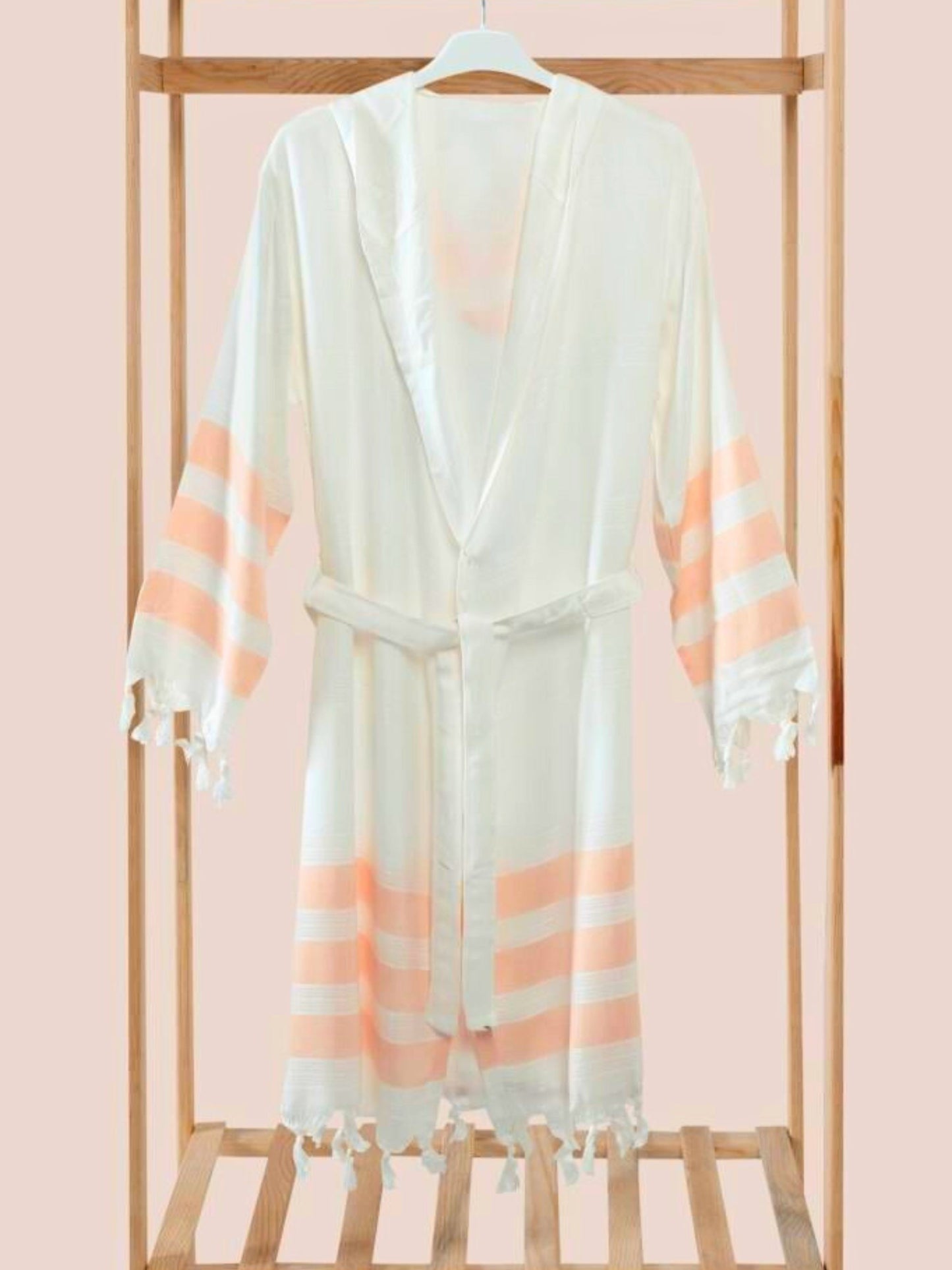 Bulk Orange Striped Muslin Robe with Hooded Pack of 3 Bamboo Cotton Beachwear by Cottonpolis-2