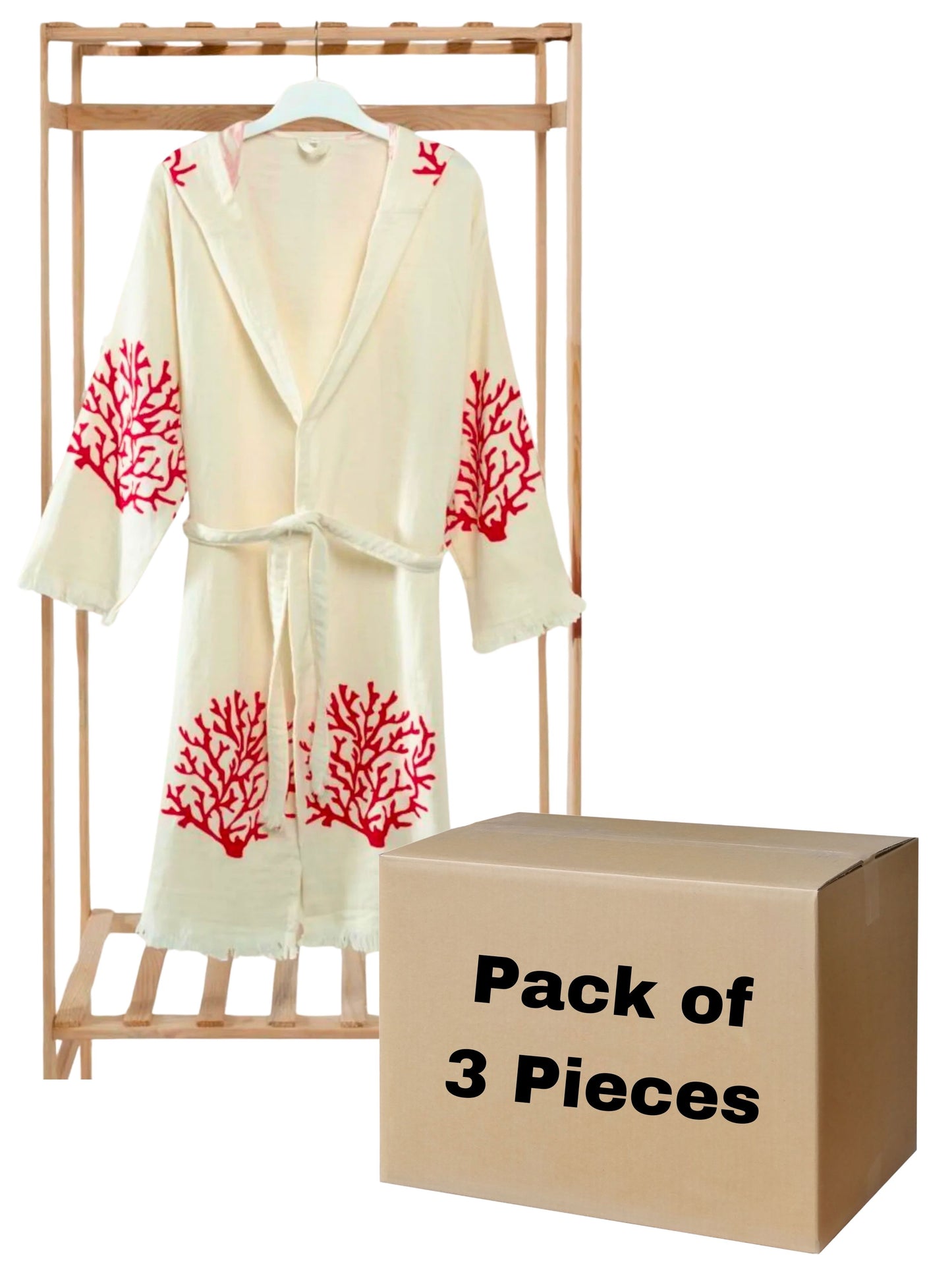 Bulk Tie Dye Muslin Robe with Hooded Red Tree of Life Pack of 3 by Cottonpolis-1