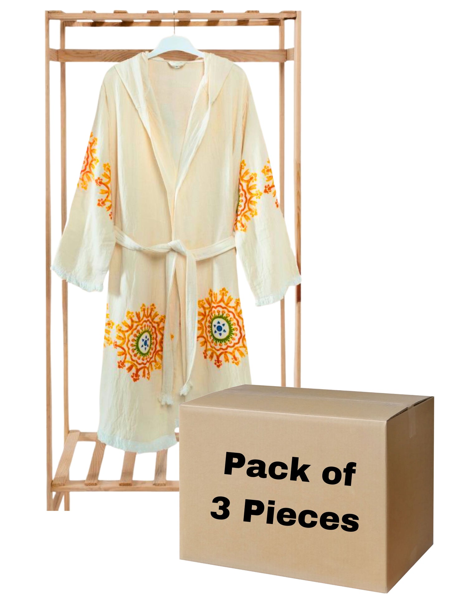 Bulk Tie Dye Muslin Robe with Hooded Sun Pack of 3 by Cottonpolis-1