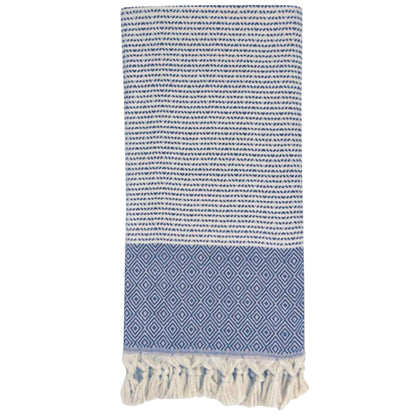 Diamond Striped Turkish Beach Towels Peshtemal, Bulk Pack of 10, Blue-2