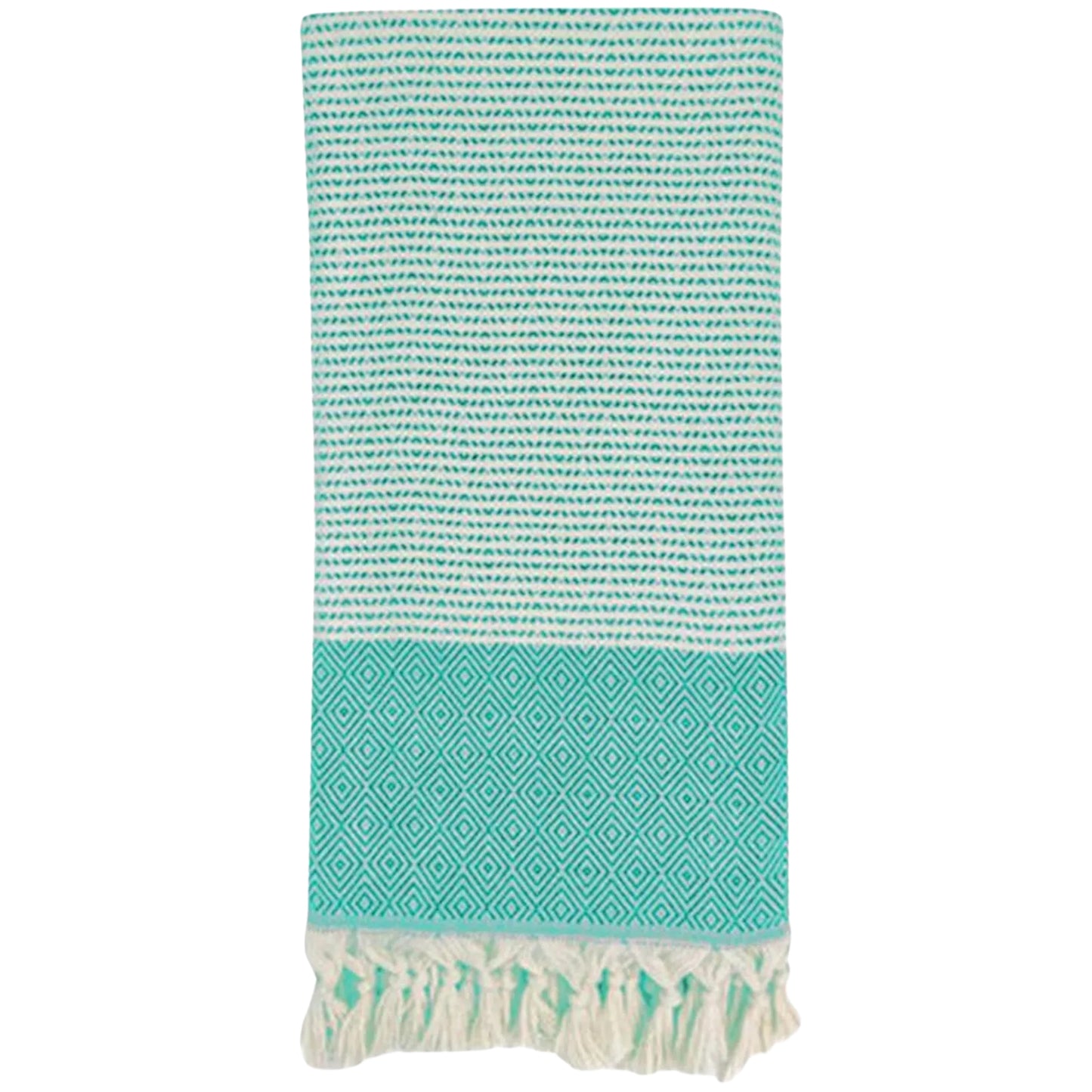 Diamond Striped Turkish Beach Towels Peshtemal, Bulk Pack of 10, Green-2