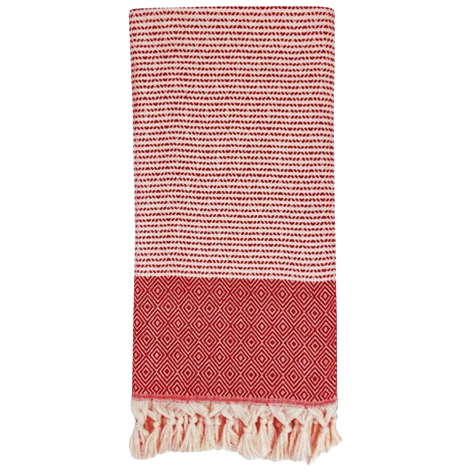 Diamond Striped Turkish Beach Towels Peshtemal, Bulk Pack of 10, Red-2