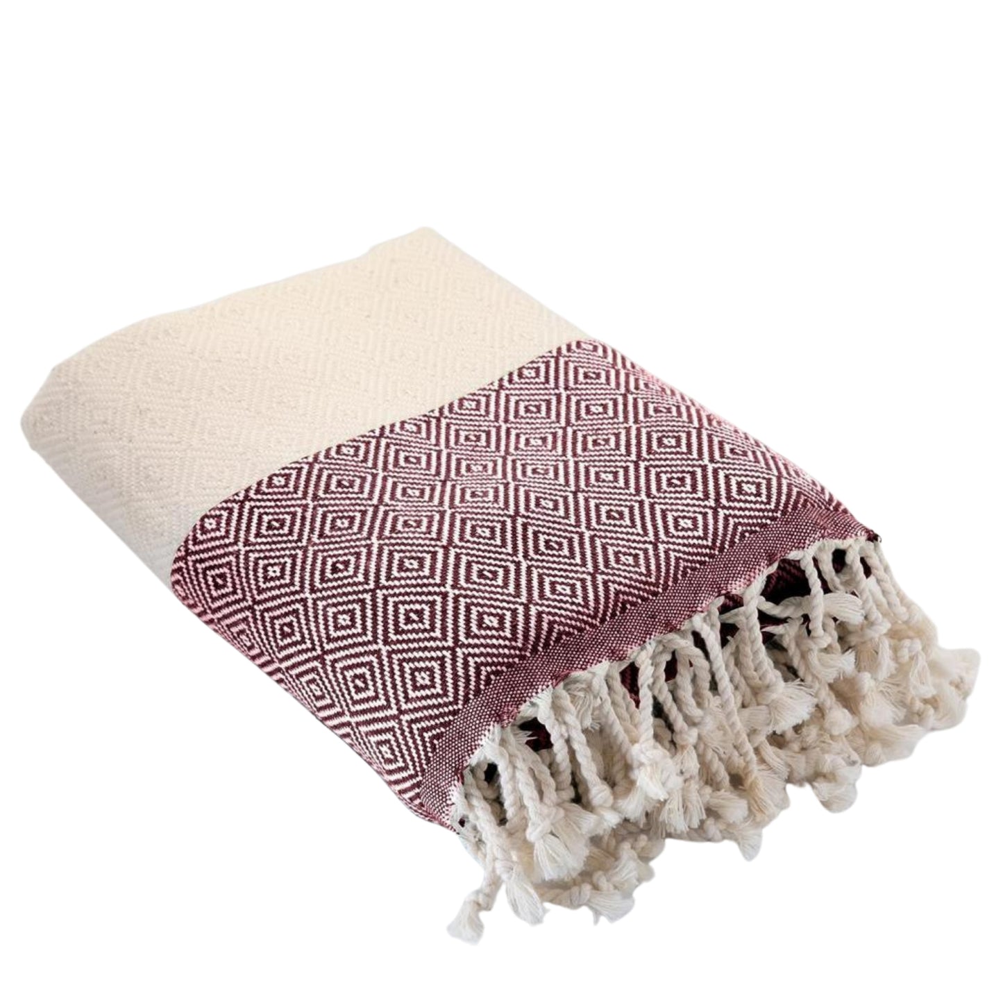 Diamond Turkish Towels Peshtemal, Bulk Pack of 10, Burgundy-2