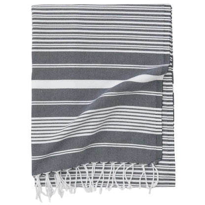 Maryon Striped Turkish Beach Towels, Bulk Pack of 10, Black-2