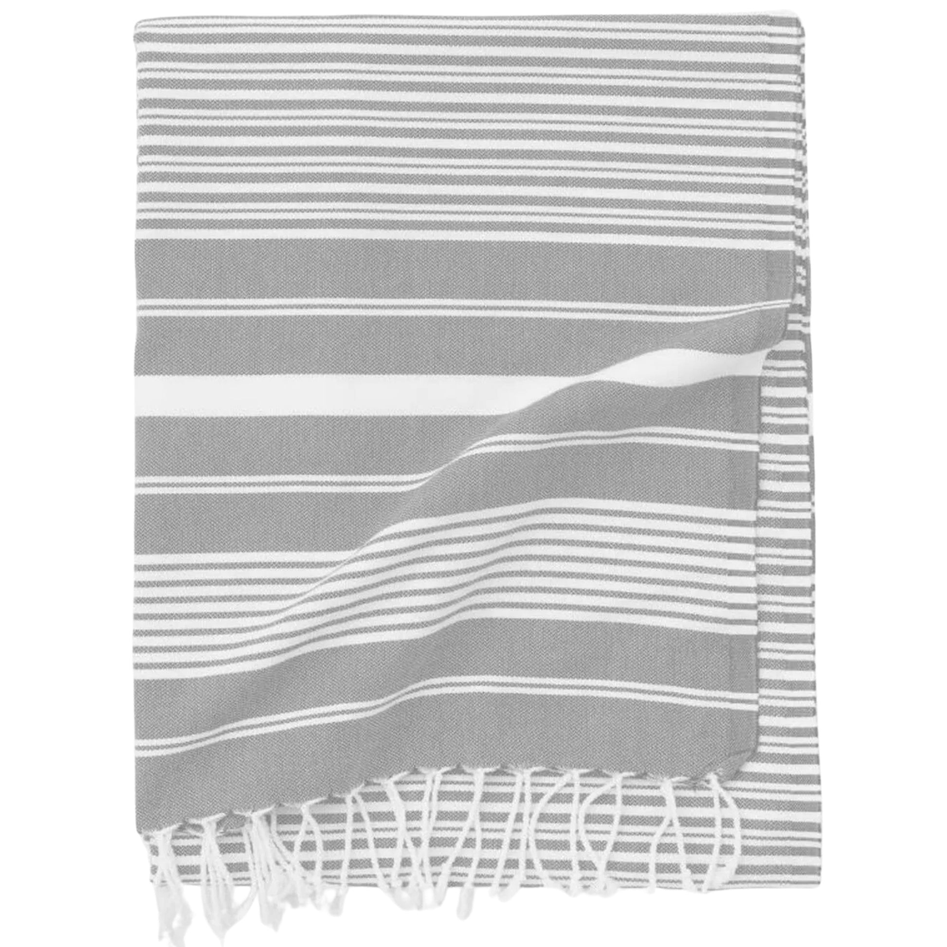 Maryon Striped Turkish Beach Towels, Bulk Pack of 10, Gray-2