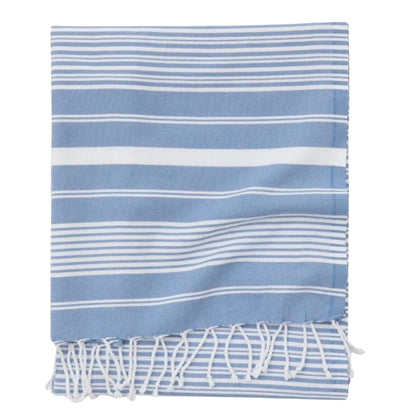 Maryon Striped Turkish Beach Towels, Bulk Pack of 10, Light Blue-2