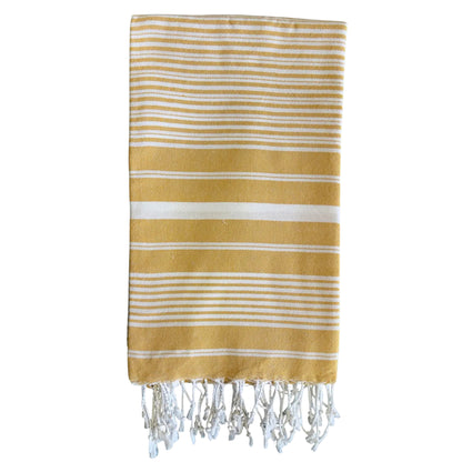 Maryon Striped Turkish Beach Towels, Bulk Pack of 10, Mustard-2