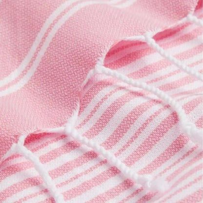 Maryon Striped Turkish Beach Towels, Bulk Pack of 10, Pink-3