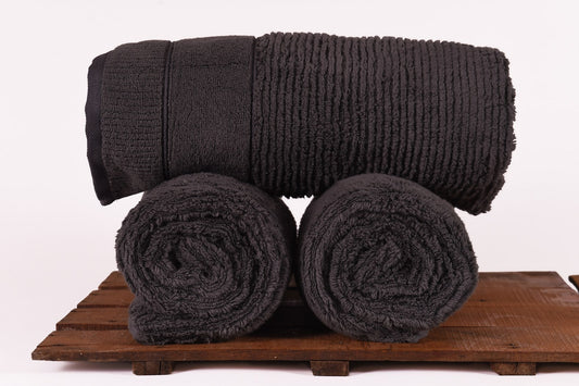 Turkish Towels Black Striped, 600 Gsm, Wholesale by Cottonpolis-423