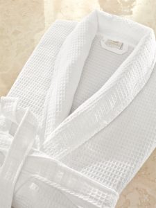 Waffle 250 Gsm Terry-Cloth Bathrobe Shawl - Wholesale Hotel Robes - by Cottonpolis