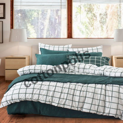 Wholesale 1000 TC Series Duvet Covers & Sets Plaid Design, Organic 100% Turkish Cotton Bedding Sets by Cottonpolis