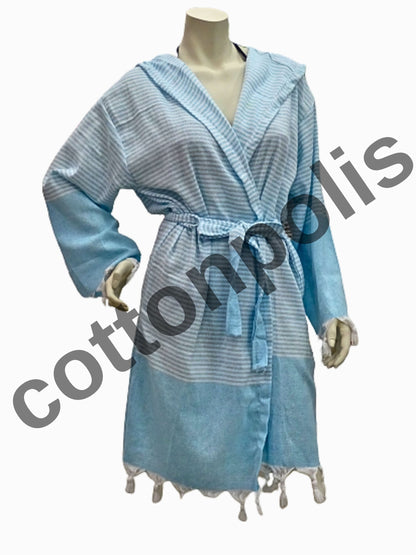 Wholesale Cheap Turkish Robe Peshtemal with Hooded 100% Cotton Beachwear by Cottonopolis