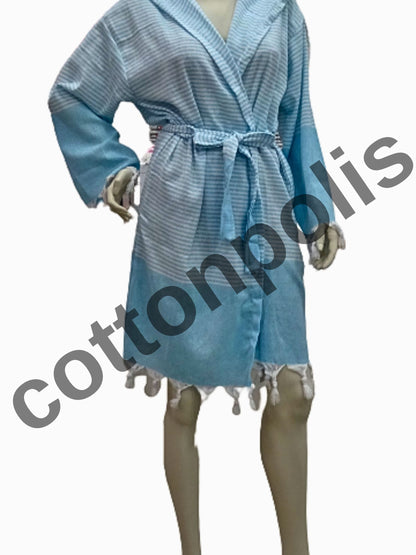 Wholesale Cheap Turkish Robe Peshtemal with Hooded 100% Cotton Beachwear by Cottonopolis