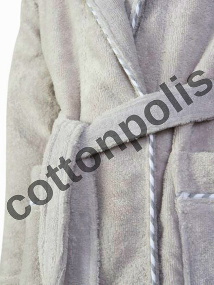 Wholesale Cheap Velvet Terry Cloth Robes with Hooded 100% Turkish Cotton Bathrobes by Cottonpolis