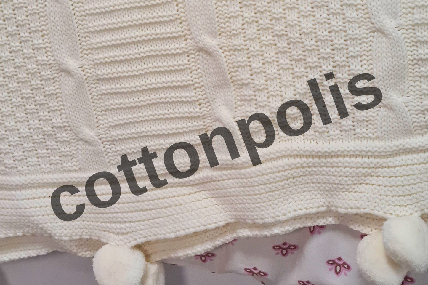 Wholesale Knitting with Pompom Bedspread 100% Turkish Cotton Turkish Blankets by Cottonpolis