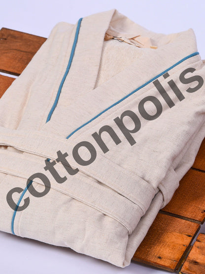 Wholesale Linen Robes Striped, Luxury Kimono Style Bathrobes by Cottonpolis