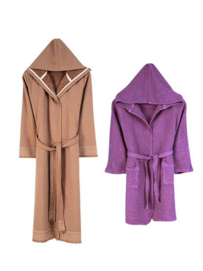 Wholesale Linen Waffle Robes with Hooded, Luxury Waffle Weave Bathrobes by Cottonpolis