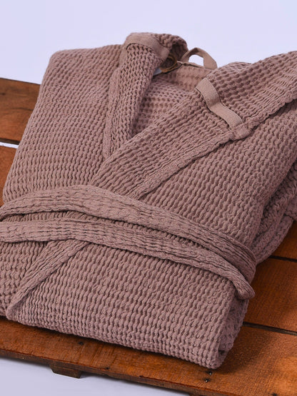 Wholesale Linen Waffle Robes with Hooded, Luxury Waffle Weave Bathrobes by Cottonpolis