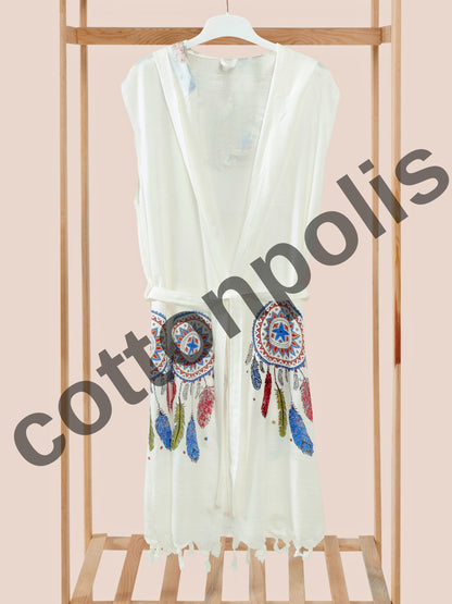 Wholesale Printed Bamboo Muslin Beach Dress and Pareo with Hooded Wide Range of Patterns Available by Cottonpolis