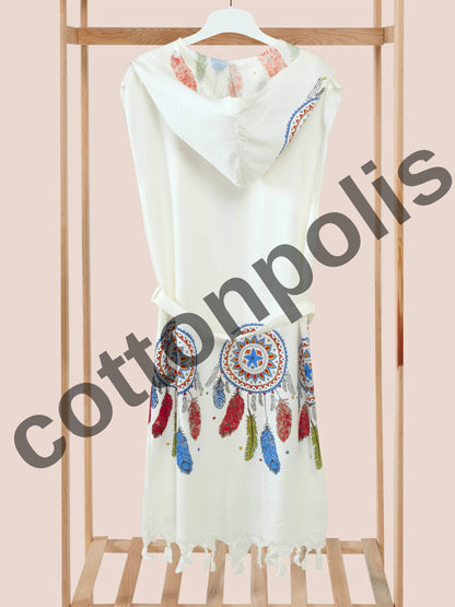 Wholesale Printed Bamboo Muslin Beach Dress and Pareo with Hooded Wide Range of Patterns Available by Cottonpolis