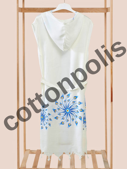 Wholesale Printed Bamboo Muslin Beach Dress and Pareo with Hooded Wide Range of Patterns Available by Cottonpolis