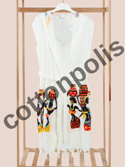 Wholesale Printed Bamboo Muslin Beach Dress and Pareo with Hooded Wide Range of Patterns Available by Cottonpolis