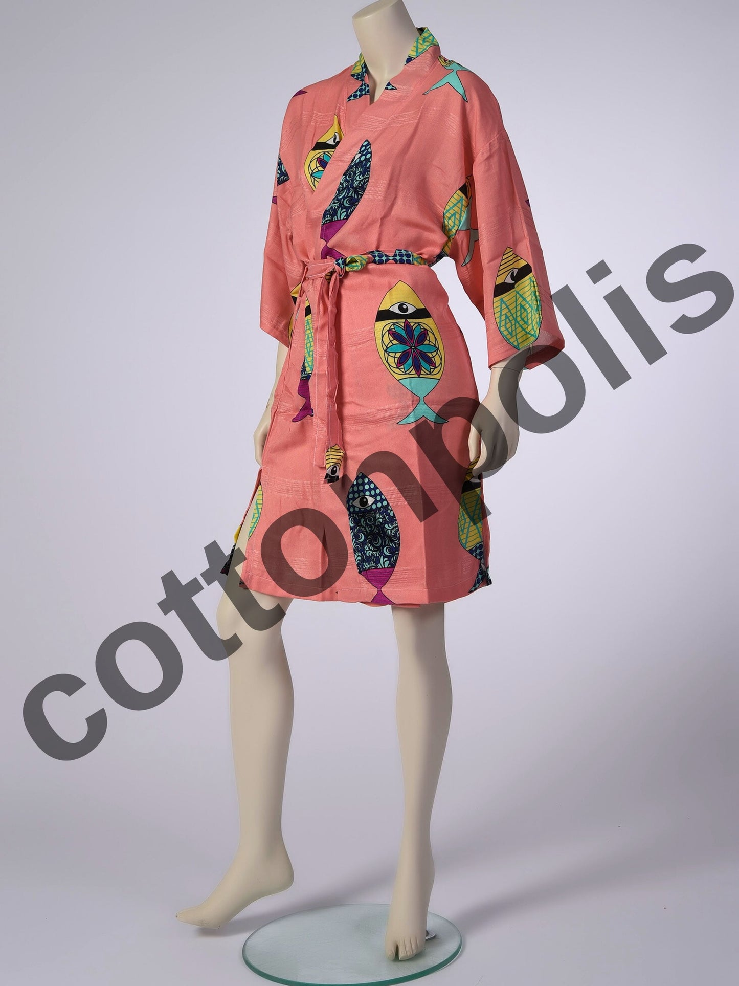 Wholesale Printed Bamboo Muslin Robe and Beach Dress Kimono Style Wide Range of Patterns Available by Cottonpolis