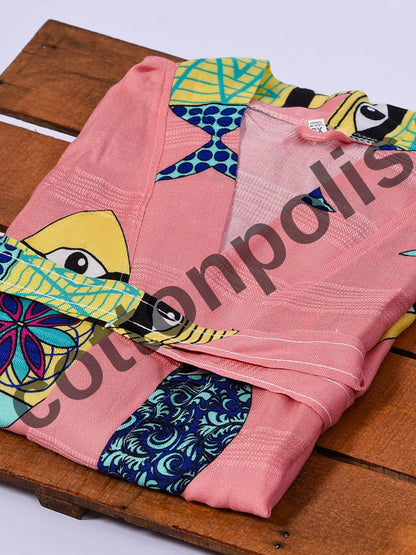 Wholesale Printed Bamboo Muslin Robe and Beach Dress Kimono Style Wide Range of Patterns Available by Cottonpolis