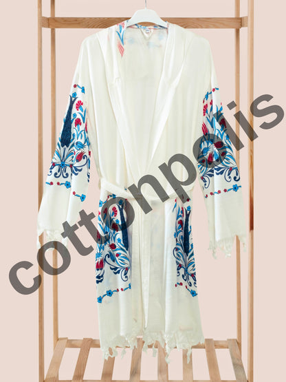 Wholesale Printed Bamboo Muslin Robe and Beach Dress with Hooded Wide Range of Patterns Available by Cottonpolis