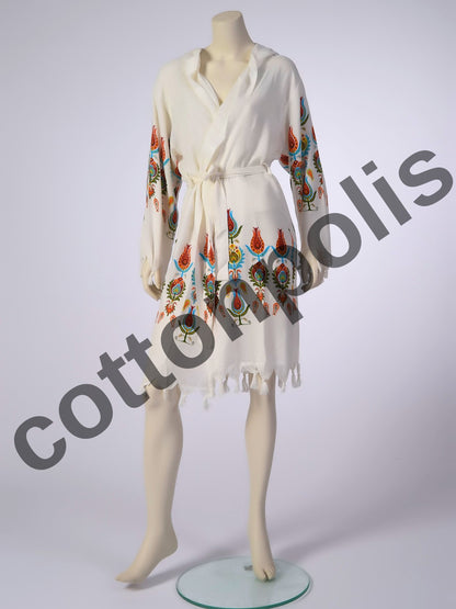 Wholesale Printed Bamboo Muslin Robe and Beach Dress with Hooded Wide Range of Patterns Available by Cottonpolis