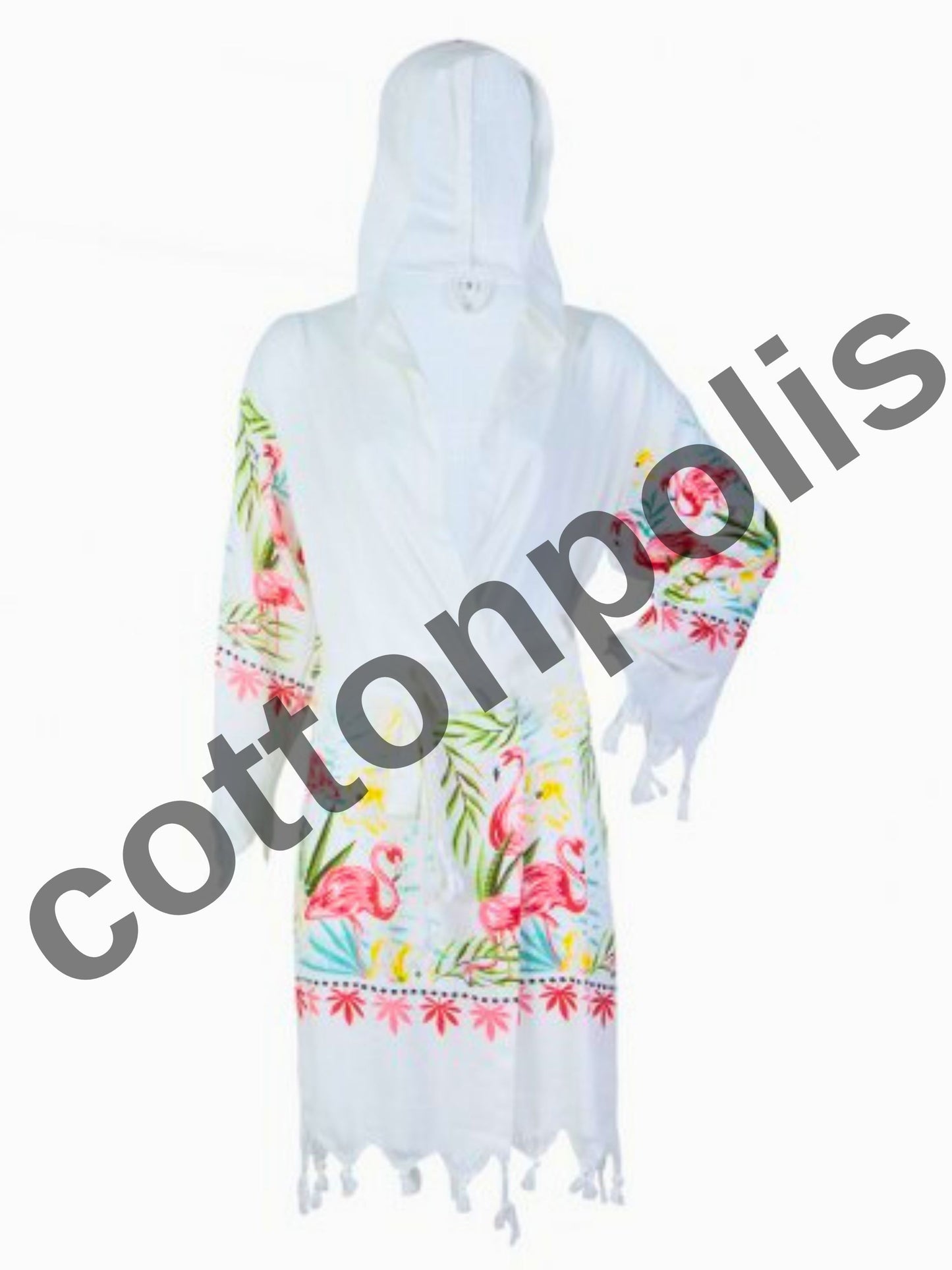 Wholesale Printed Bamboo Muslin Robe and Beach Dress with Hooded Wide Range of Patterns Available by Cottonpolis