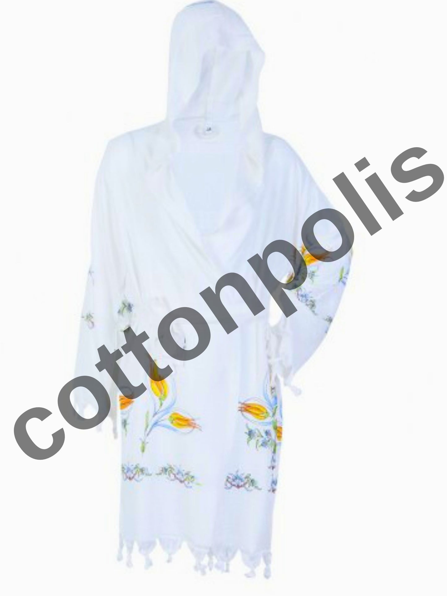 Wholesale Printed Bamboo Muslin Robe and Beach Dress with Hooded Wide Range of Patterns Available by Cottonpolis