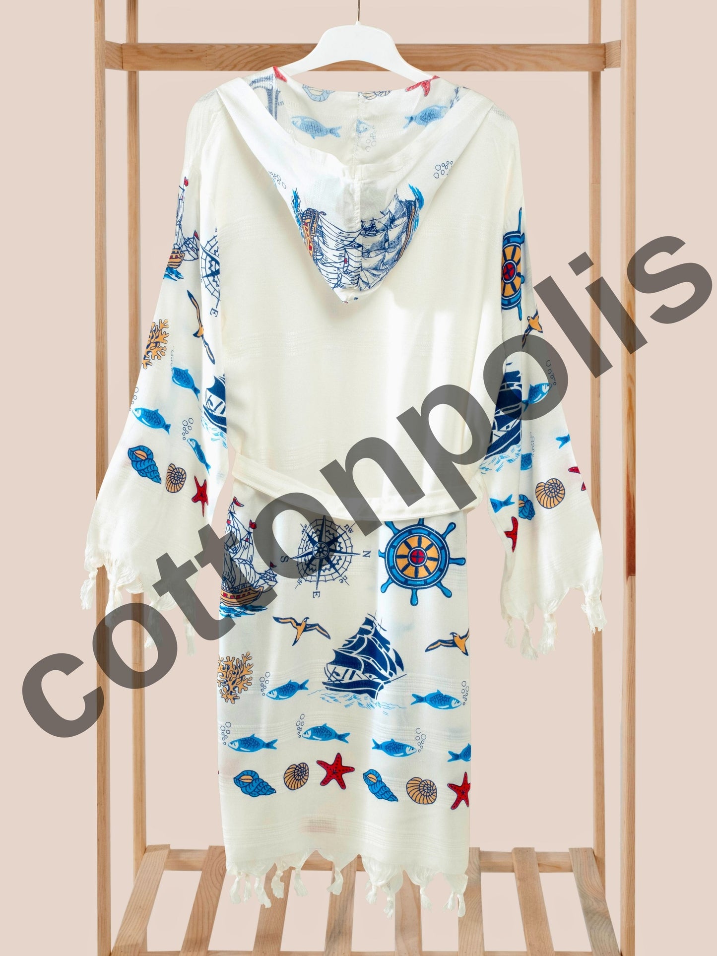 Wholesale Printed Bamboo Muslin Robe and Beach Dress with Hooded Wide Range of Patterns Available by Cottonpolis