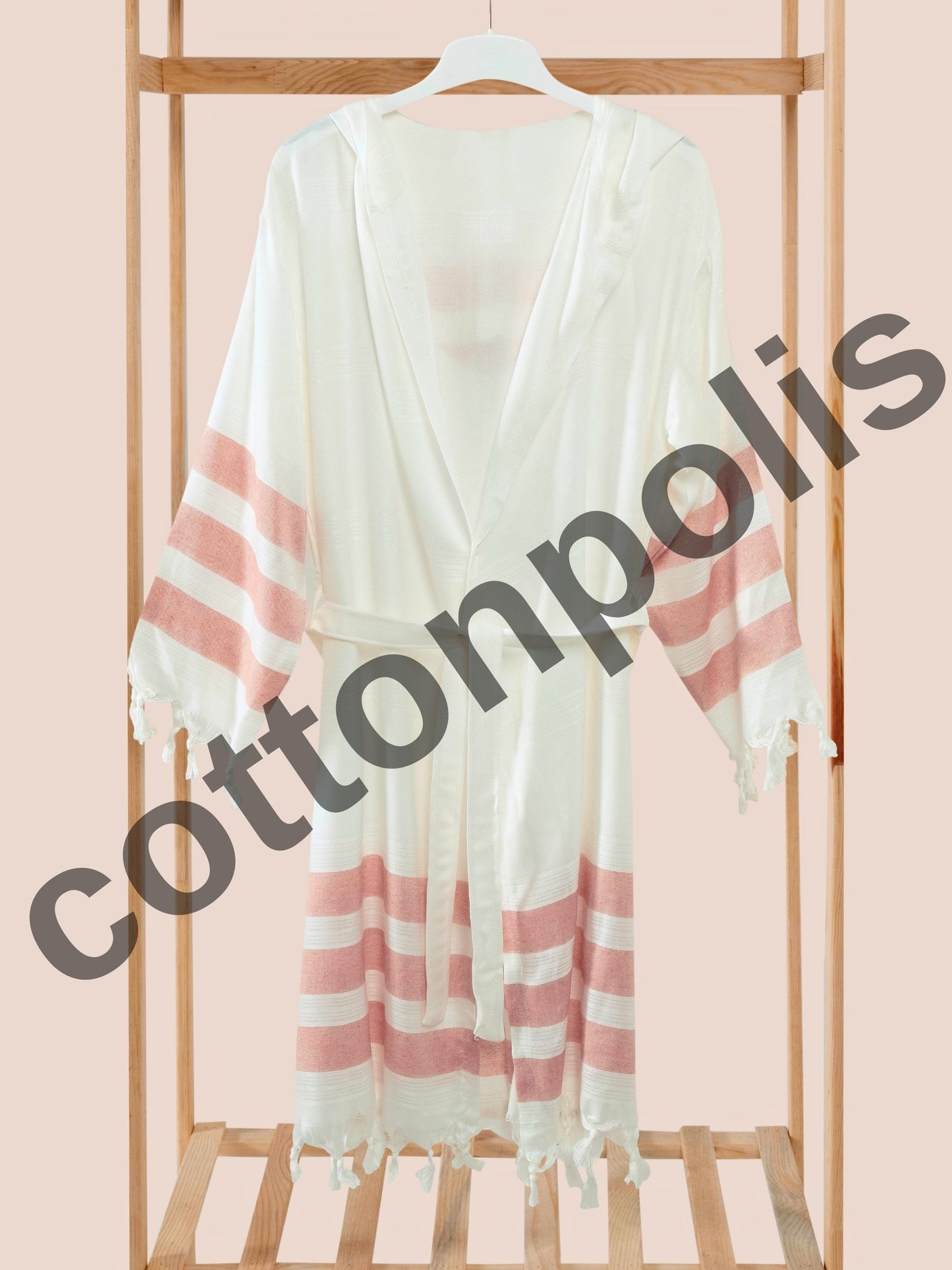 Wholesale Striped Bamboo Muslin Robes and Beach Dress with Hooded by Cottonpolis