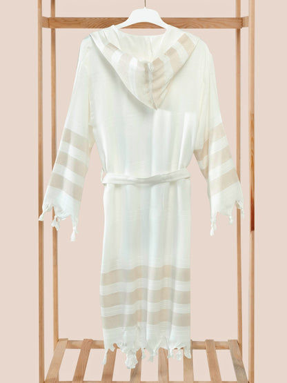 Wholesale Striped Bamboo Muslin Robes and Beach Dress with Hooded by Cottonpolis