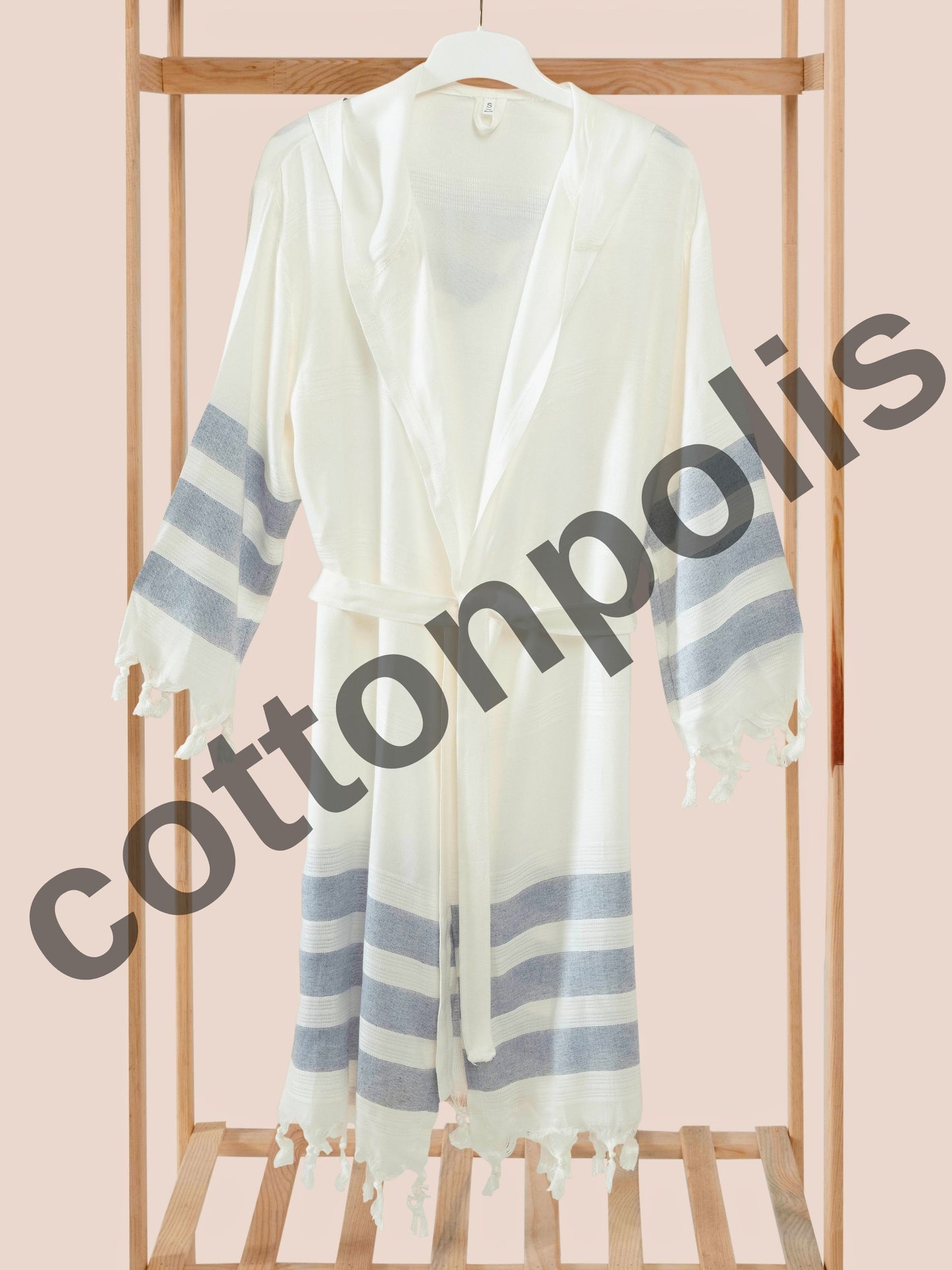 Wholesale Striped Bamboo Muslin Robes and Beach Dress with Hooded by Cottonpolis