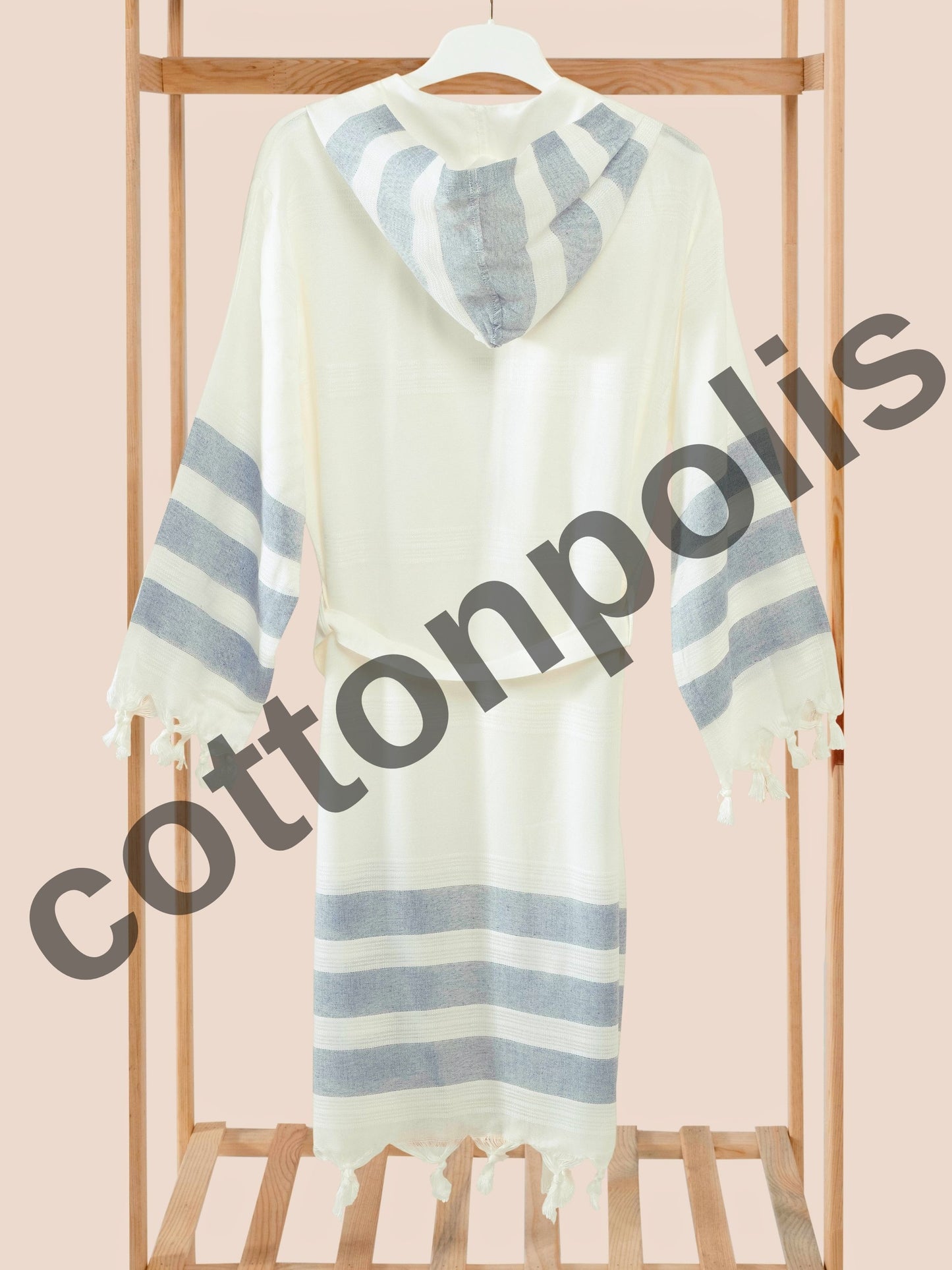 Wholesale Striped Bamboo Muslin Robes and Beach Dress with Hooded by Cottonpolis